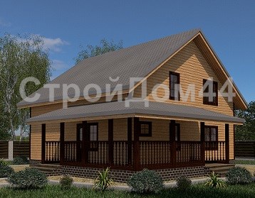 Дом из бруса с террасой 9,5x10м(БД-24)
