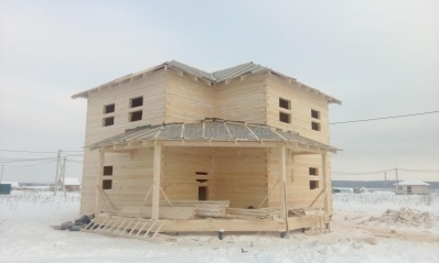 Дом из бруса 150х150мм размером 9х9м по проекту № 39 построенный в феврале 2016г.в Подольском р-не