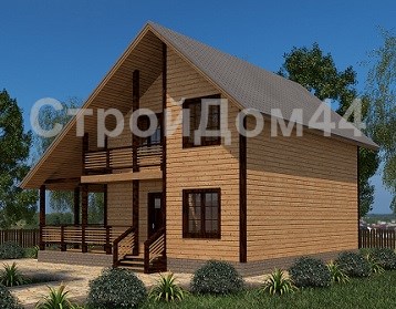 Дом из бруса с балконом 8x8,5 м (БД-8)