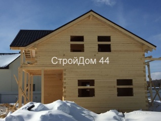 Дом из обычного бруса 150х150мм размером 9х9м по проекту №121 построенный в феврале 2018г. в Щелковском р-не