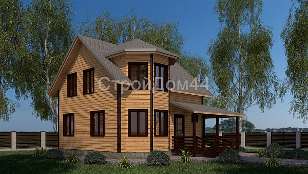 Дом из бруса со вторым светом 8x9м² (БД-63)