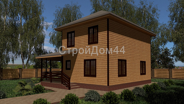 Дом из бруса с вальмовой крышей 9x9 м² (БД-39)
