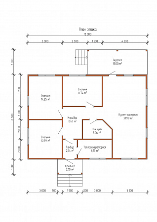 Дом из бруса 8,5×12 м²