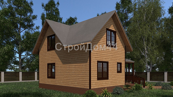 Дом из бруса со вторым светом 8x8 м² (БД-37)