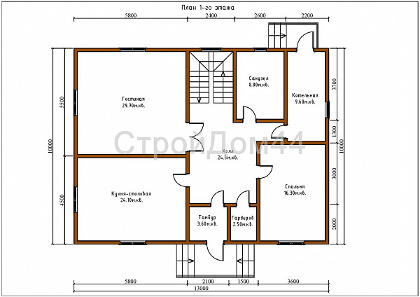 Большой дом из бруса 10x13м² (БД-30)
