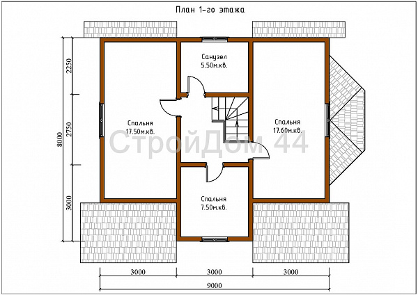 Дом из бруса с мансардой 8x10м² (БД-31)