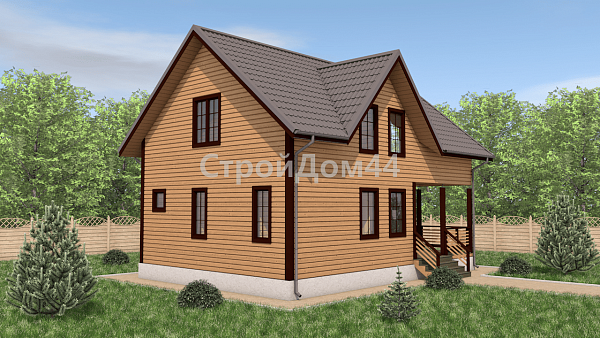 Дом из бруса 8х7 м² с террасой 2х7 м² (ДБ-99)