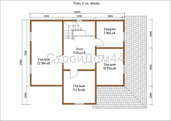 Дом из бруса с котельной 9x12м² (БД-33)