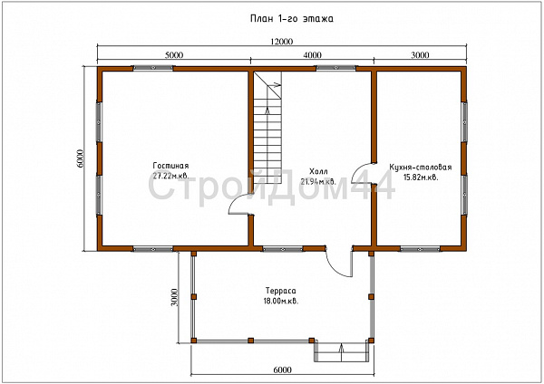 Дом из бруса с балконом 12x9м² (БД-59)