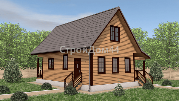 Дом из бруса 6х9 м² с эркером 1.5х6 м² (ДБ-101)