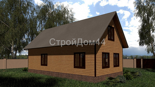 Дом из бруса с балконом 12x9м² (БД-59)
