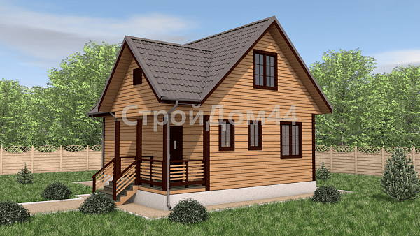 Удобный дом из бруса 6х9 м² с крыльцом 3.6х1.7 м² (ДБ-91)