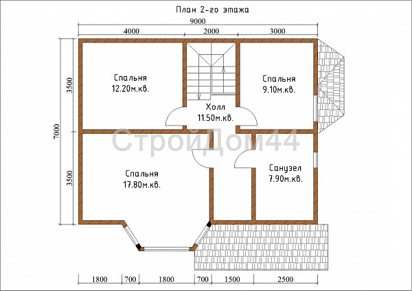 Дом из бруса с котельной 10x8,5м²(БД-61)