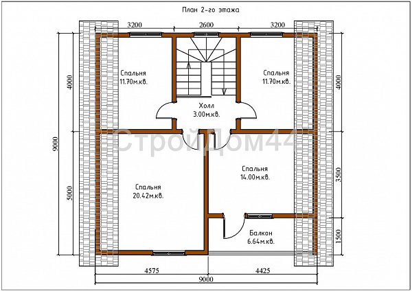 Дом из бруса с балконом 9x9 м² (БД-35)