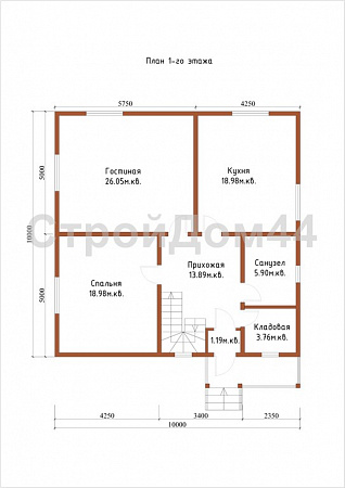 Удобный дом из бруса 10x10м² (БД-22)