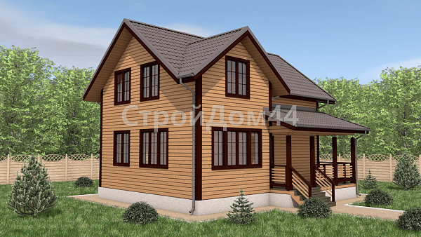 Дом из бруса 7х9 м² с террасой 2х5 м²  (ДБ-94)