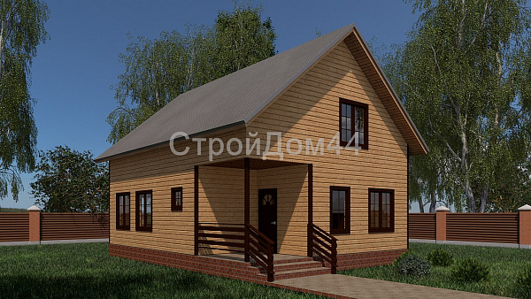 Дом из бруса с мансардой 7,5х10м²(БД-54)