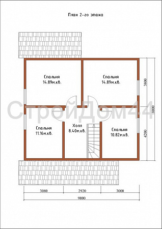 Дачный дом из бруса 9x9,5м² (БД-25)