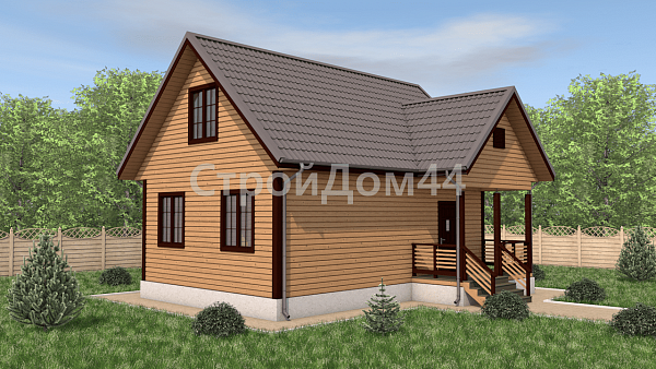 Удобный дом из бруса 6х9 м² с крыльцом 3.6х1.7 м² (ДБ-91)