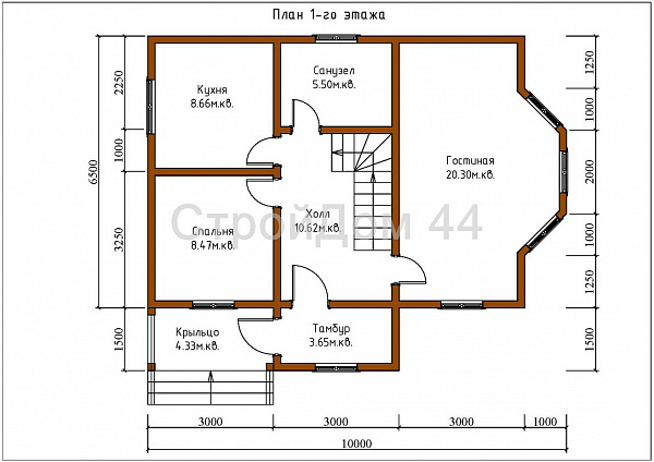 Дом из бруса с мансардой 8x10м² (БД-31)