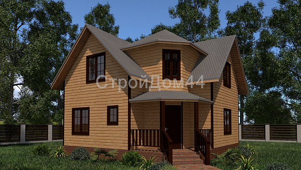 Дом из бруса со вторым светом 8x8 м² (БД-37)