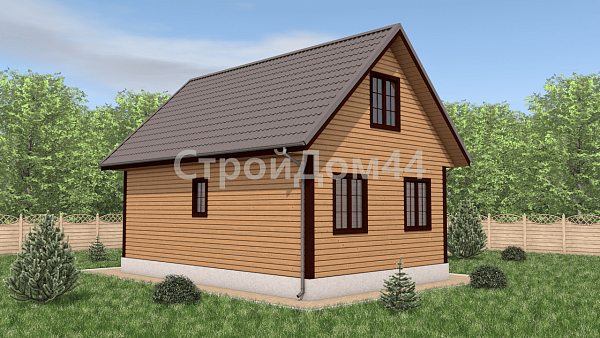 Удобный дом из бруса 6х9 м² с крыльцом 3.6х1.7 м² (ДБ-91)