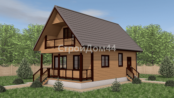 Дом из бруса 6х9 м² с эркером 1.5х6 м² (ДБ-101)