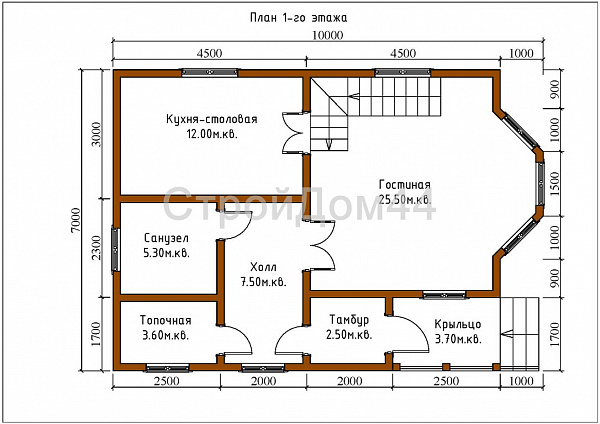 Удобный дом из бруса 7x10 м² (БД-46)