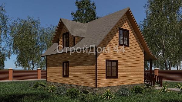 Дом из бруса с мансардой 8x10м² (БД-31)