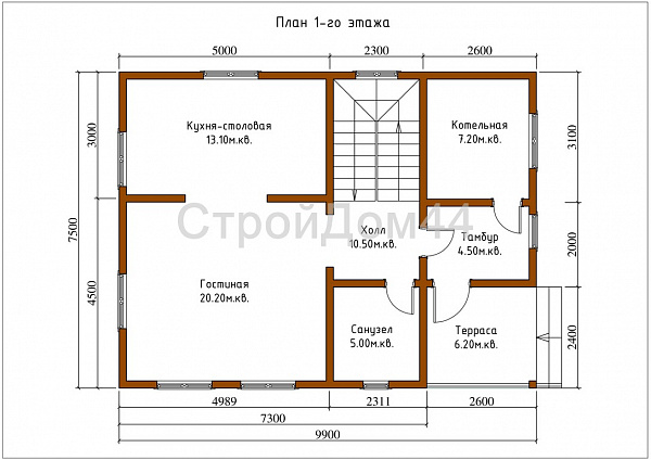 Дом из бруса с мансардой 7,5х10м²(БД-54)