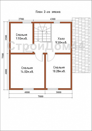 Дом из бруса с террасой 7х7,5 м² (БД-4)