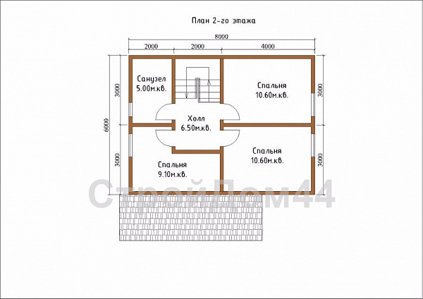 Летний дом из бруса 8×7,5 м² (БД-1)