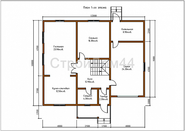 Элитный дом из бруса 12x10м²(БД-70)