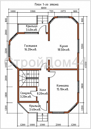 Современный дом из бруса 8x11 м² (БД-48)