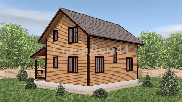 Дом из бруса 7х9 м² с террасой 2х5 м²  (ДБ-94)