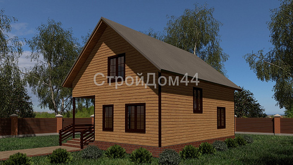 Дом из бруса с мансардой 7,5х10м²(БД-54)