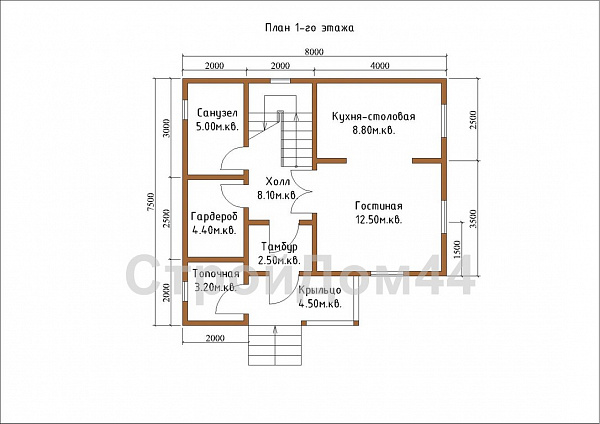 Летний дом из бруса 8×7,5 м² (БД-1)