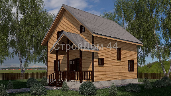 Дом из бруса эконом-класса 8х8 м² (БД-56)