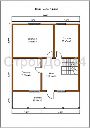 Дом из бруса с балконом 8x10 м² (БД-41)