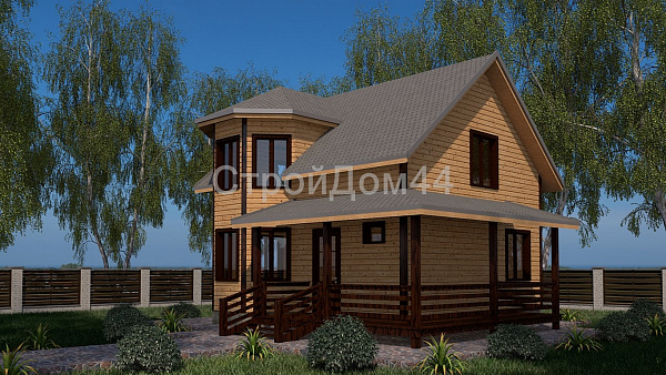 Дом из бруса со вторым светом 8x9м² (БД-63)