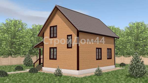 Дом из бруса 6х9 м с террасой 1.5х8 м² (ДБ-90)